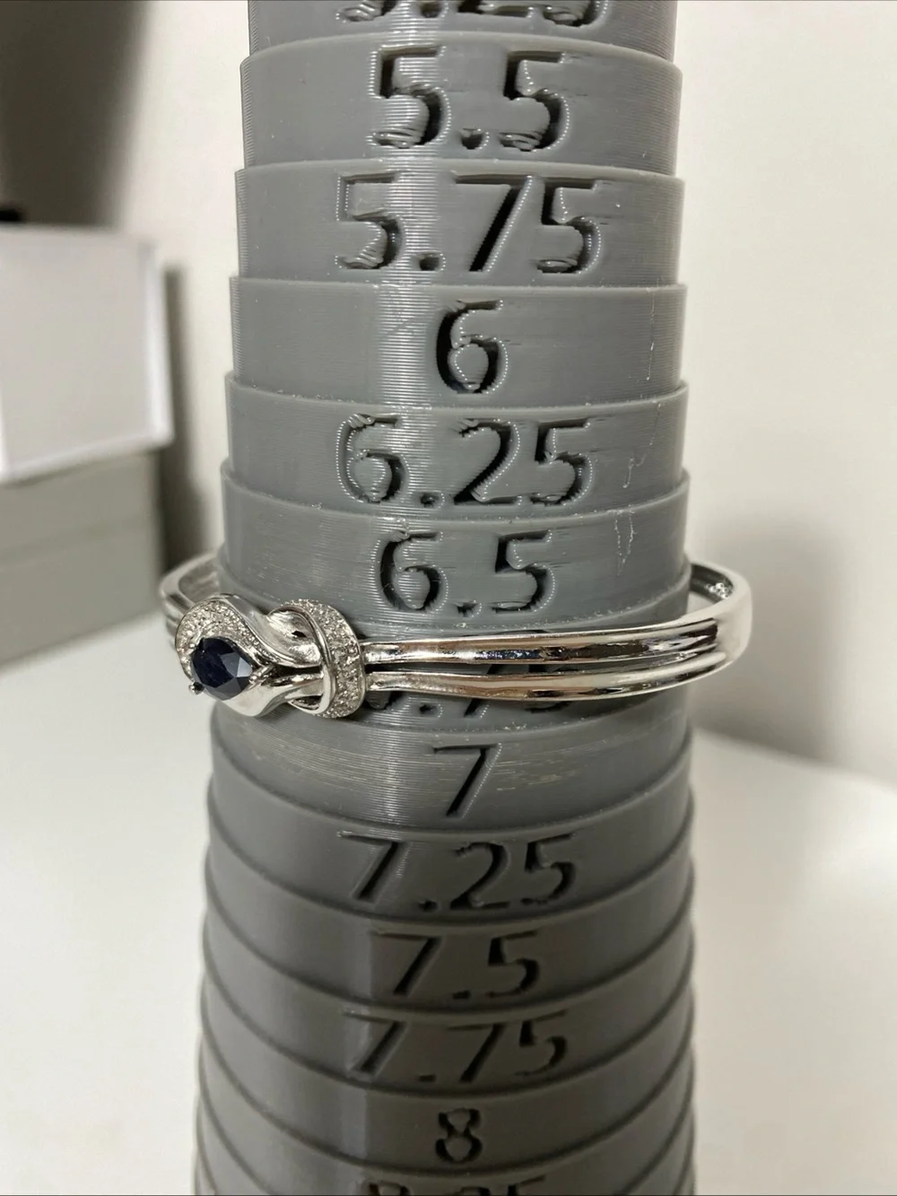 PAJ BB Bracelet With Blue Sapphire Silver Tone Cuff Bangle 6.75”